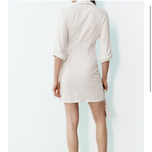 Linen blend shirt dress with rouching - Picture 3 of 3